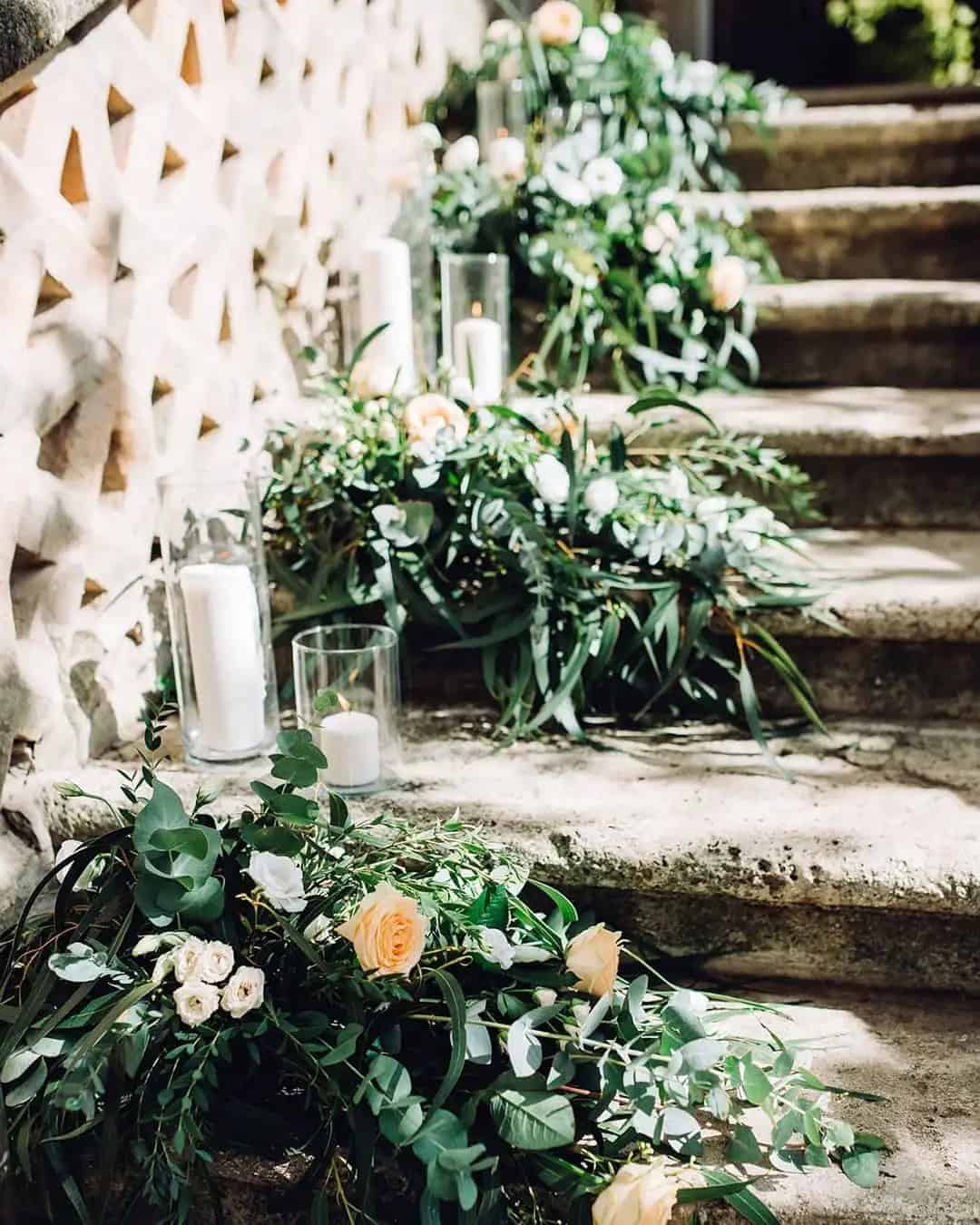 Greenery Wedding Decor For Stairs