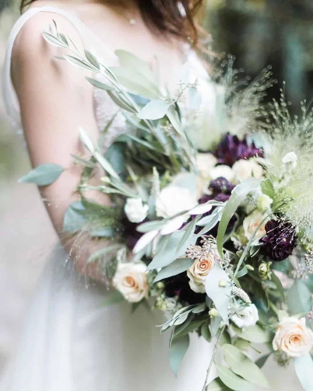 Cascading Wedding Flower Bouquets with Greenery