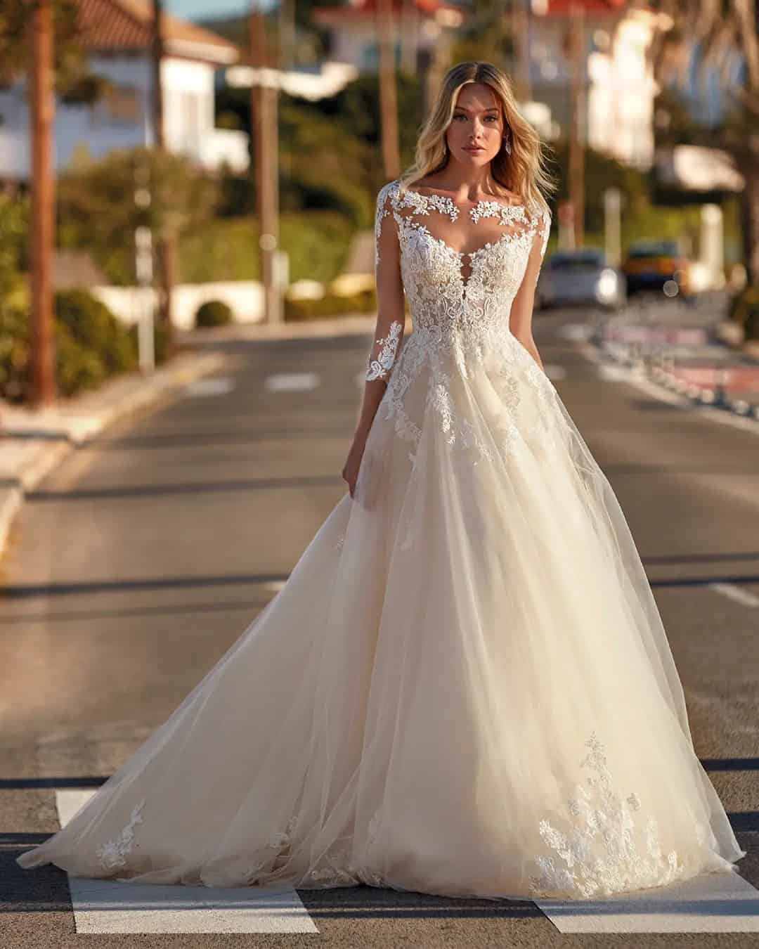 Tattoo Effect Neckline Bridal Gowns