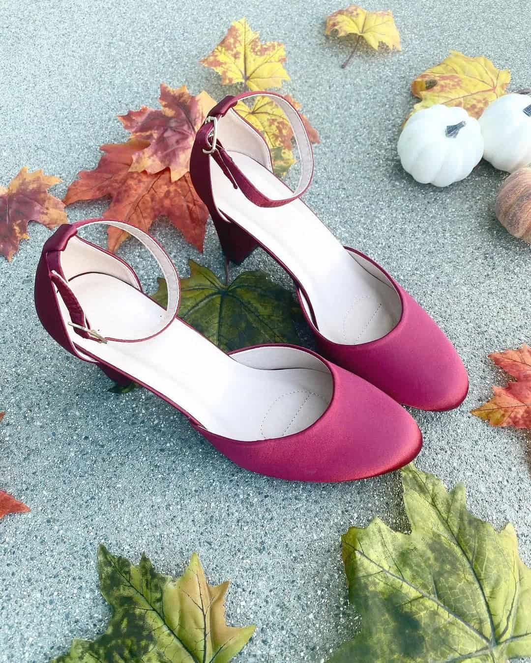 Burgundy Satin Shoes for Weddings