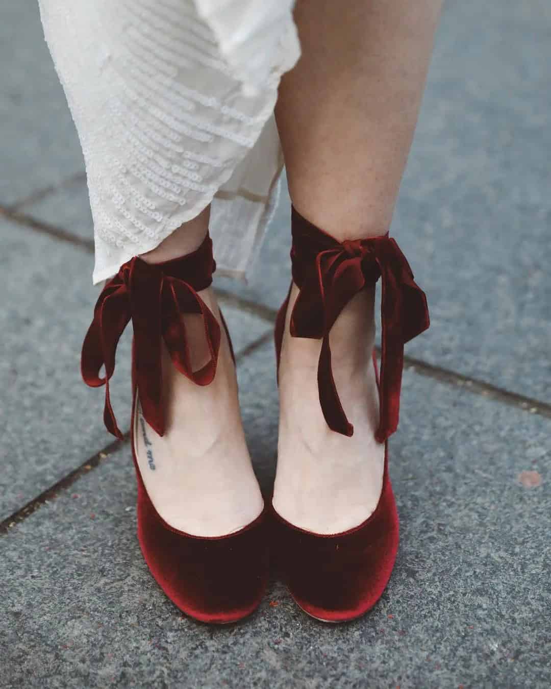 Burgundy Velvet Wedding Shoes