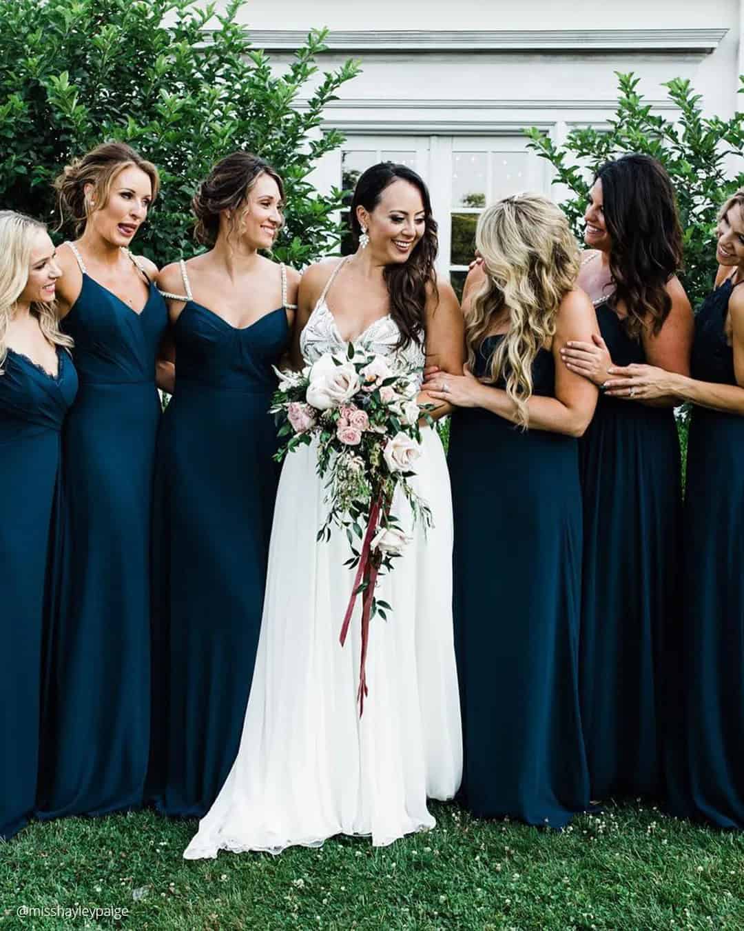 Navy Blue Gowns For Bridesmaids