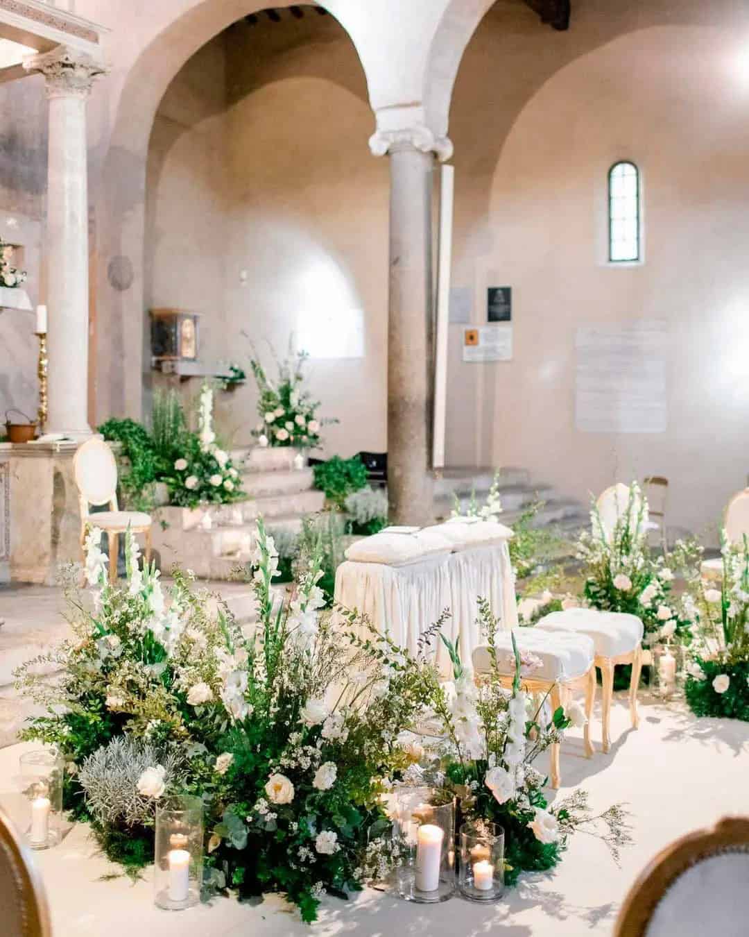 White Wedding Church Decorations