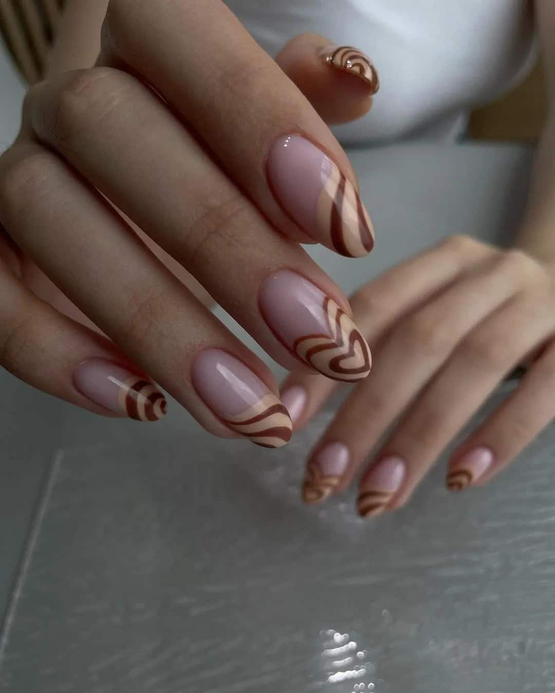 Painted Cute Nude Wedding Nails