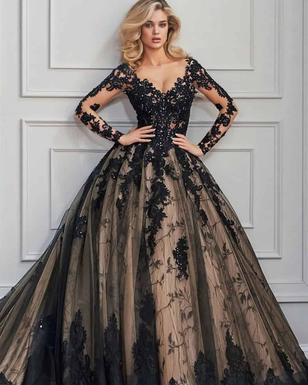 Princess Black Wedding Dresses