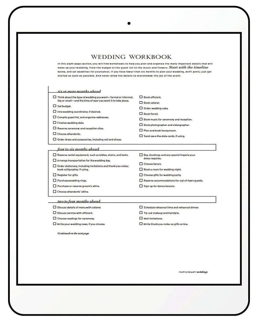 Wedding Checklist Workbook by Martha Stewart