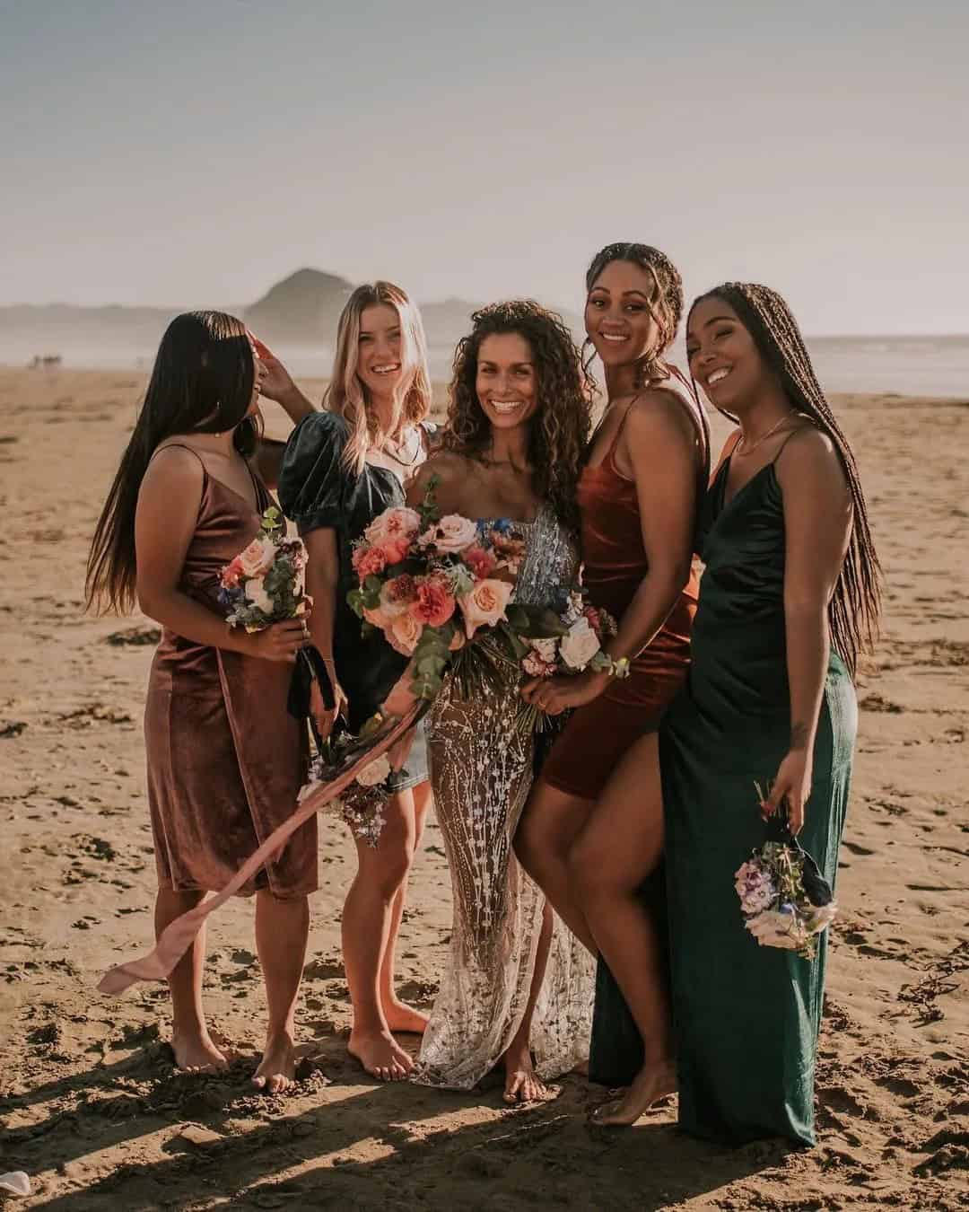 Looks For Bridesmaids In Teal And Rust