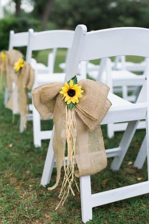 Burlap and sunflower aisle pieces