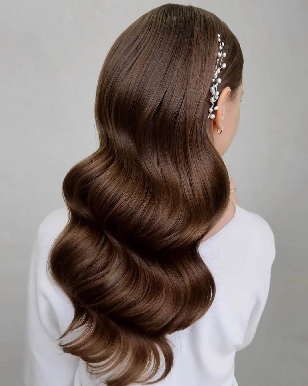 Sleek Waves Wedding Hair Down