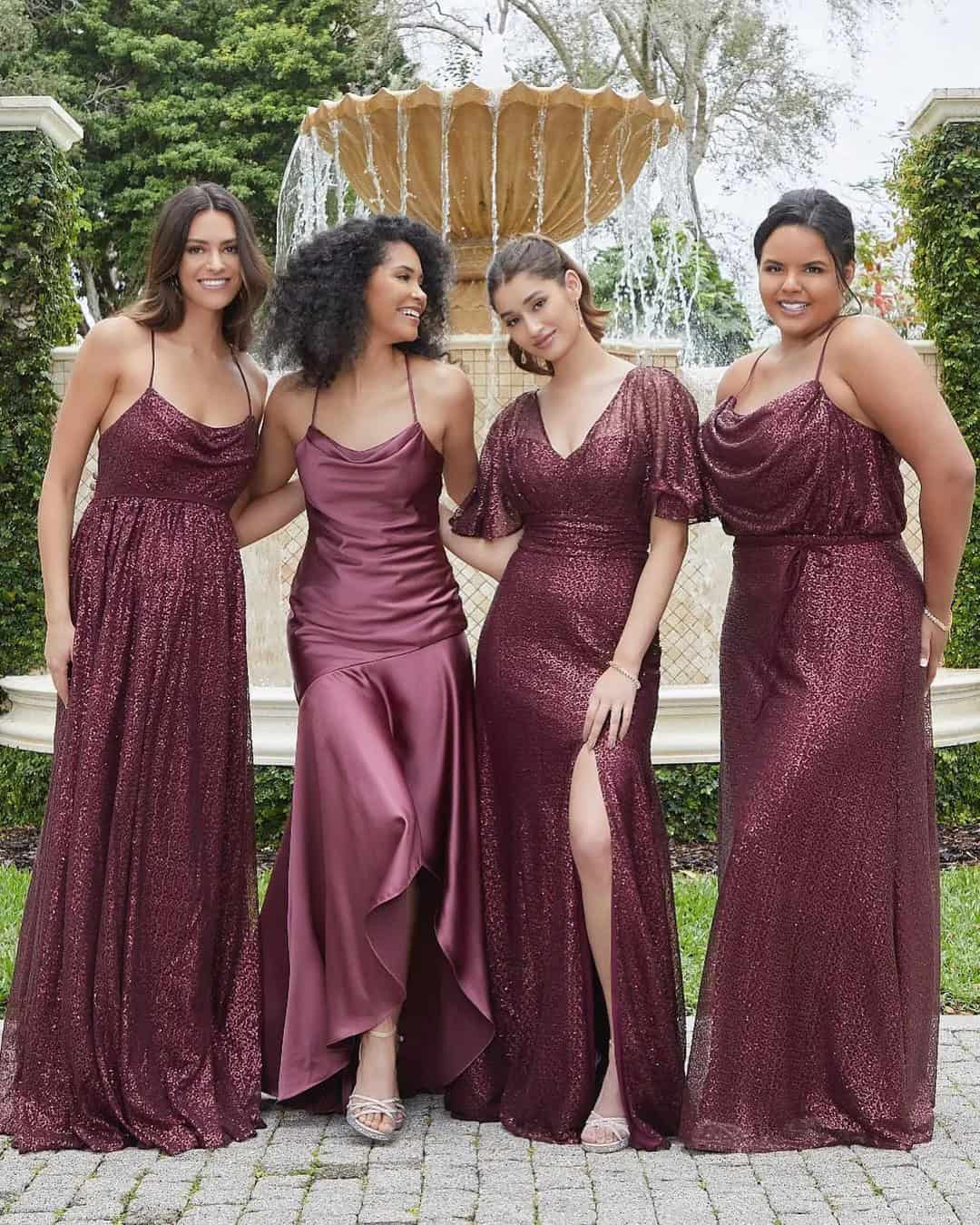 Burgundy Glam Dresses For Girls