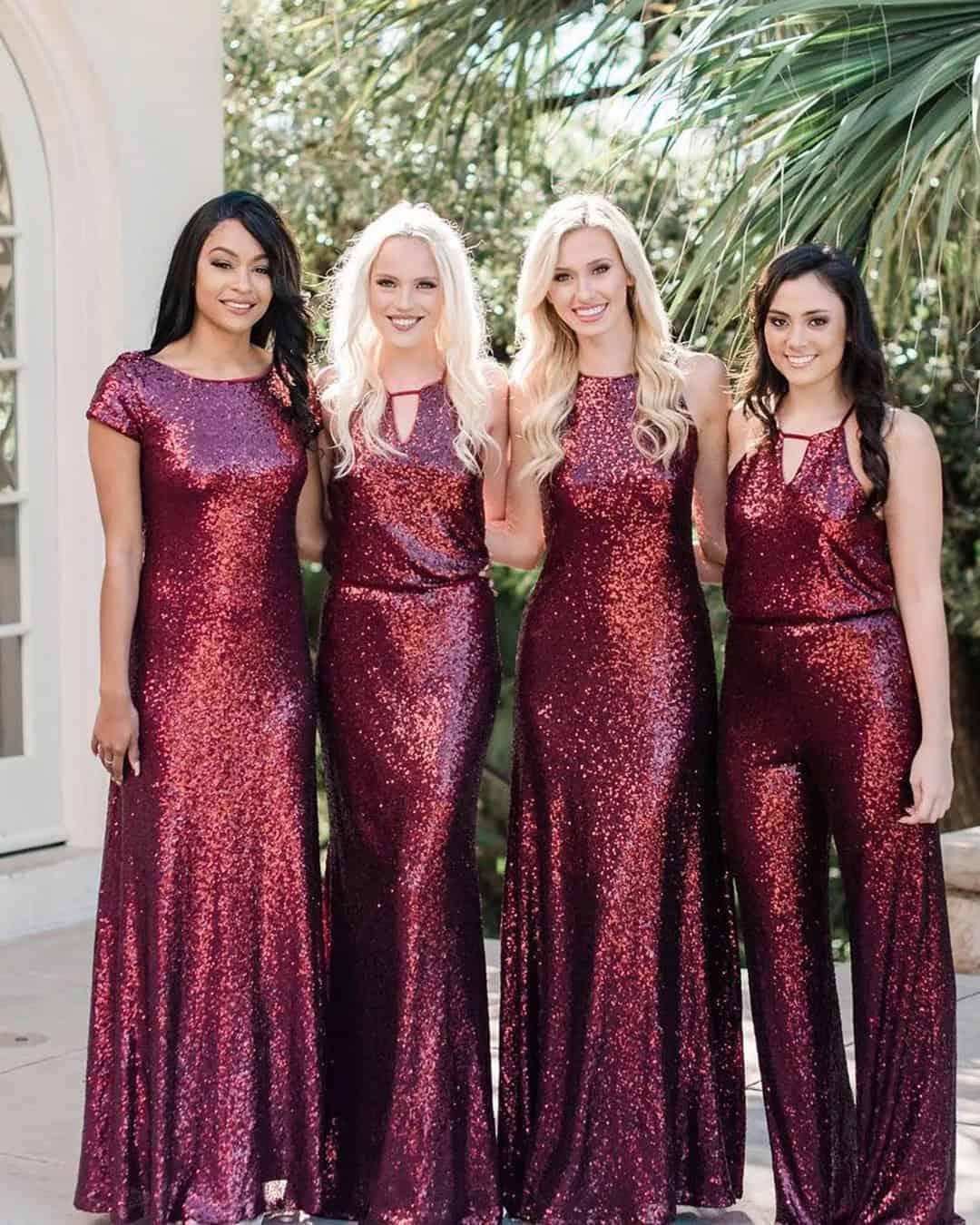 Burgundy Glam Dresses For Girls