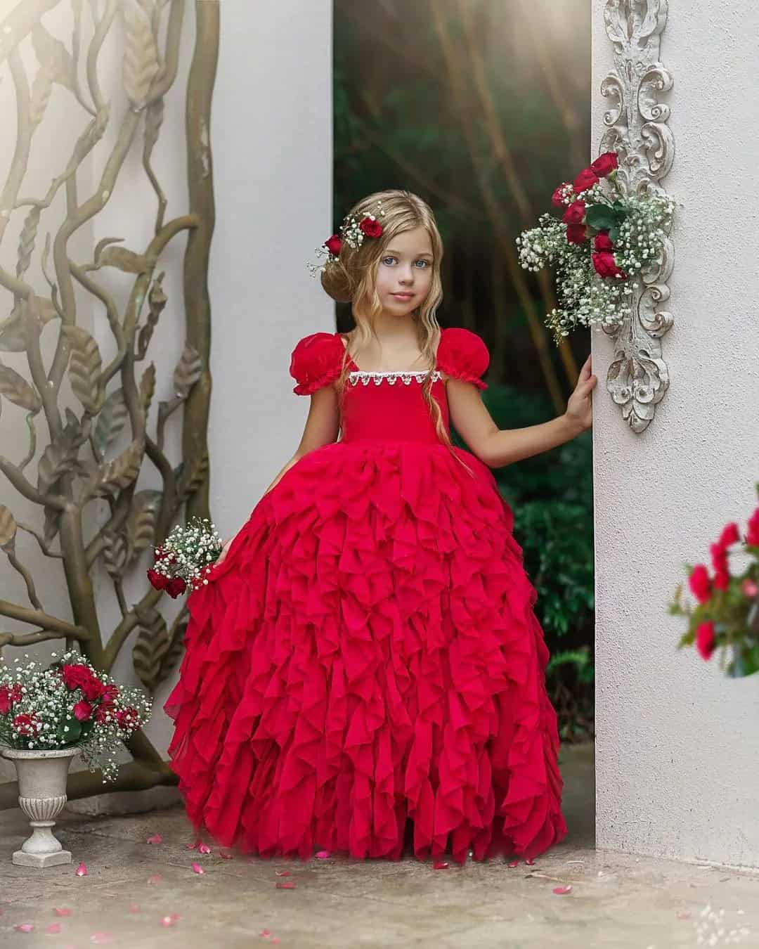 Red Flower Girl Dresses