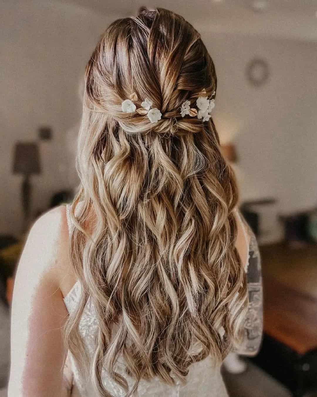 Half Up Wedding Hairstyles For Curly Hair