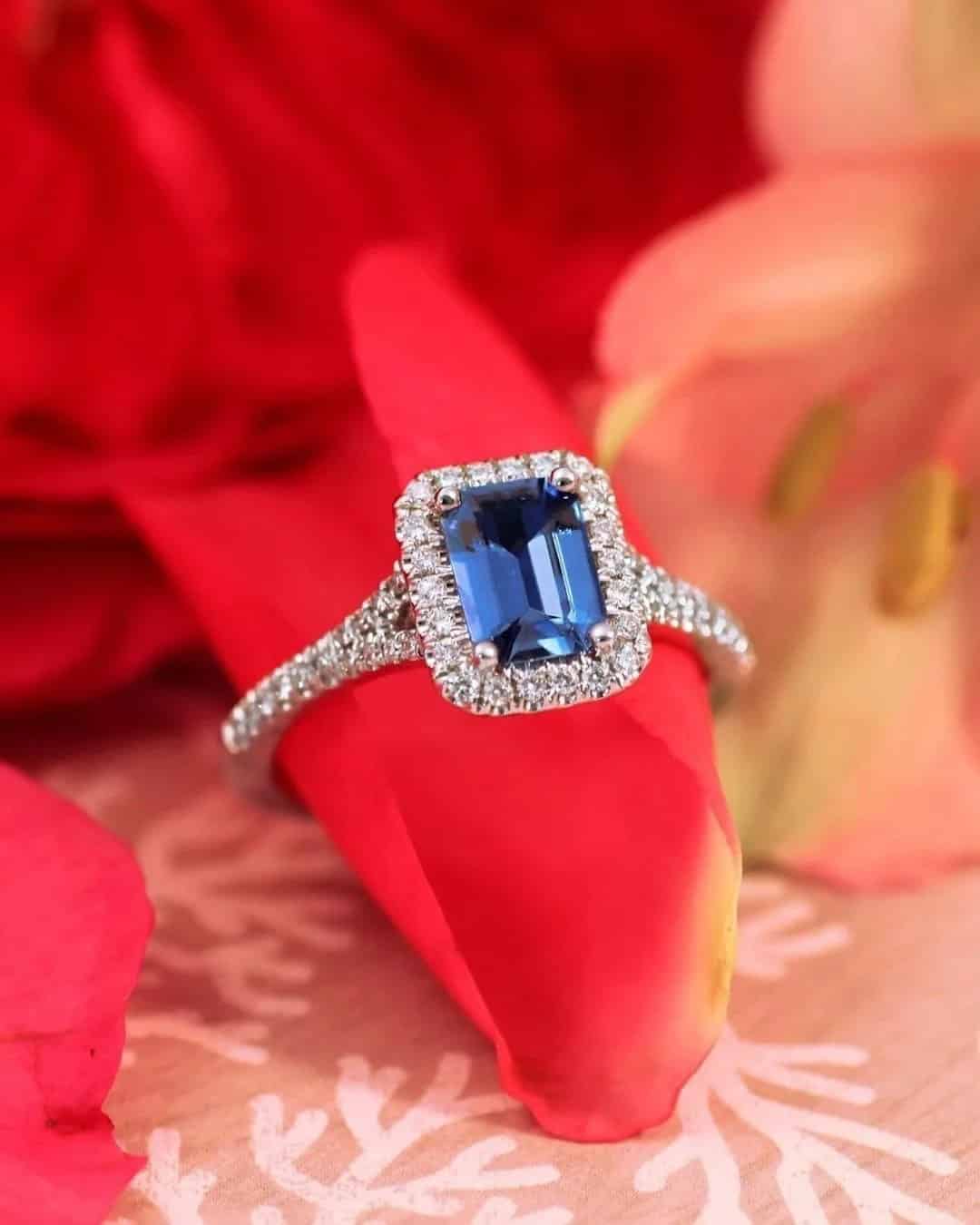 Sapphire Halo Rings