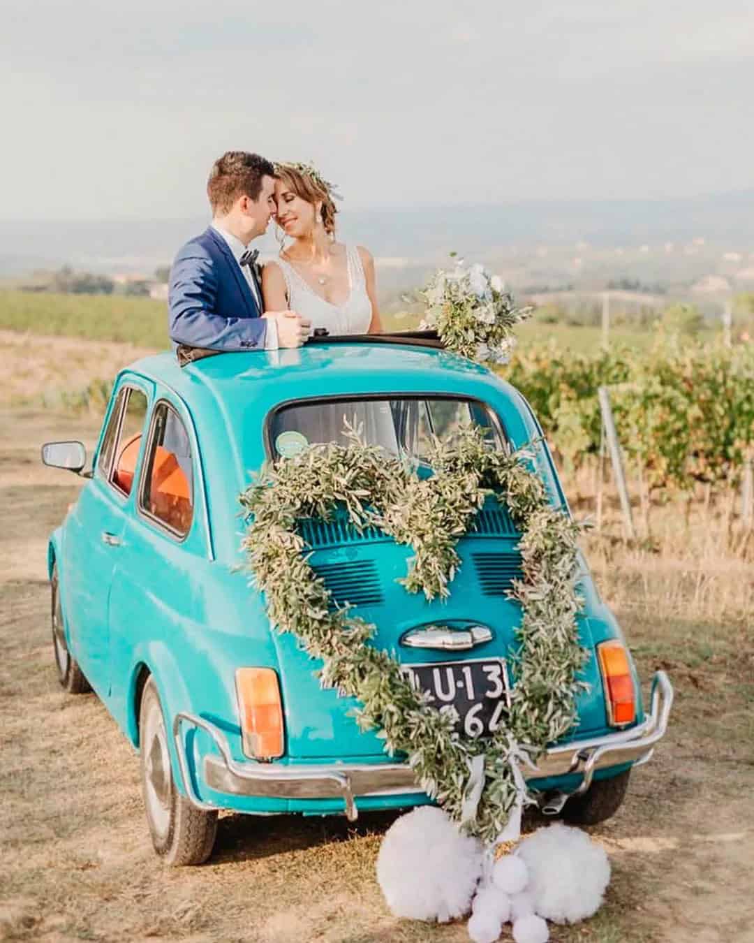 Greenery Wedding Car Decor Ideas