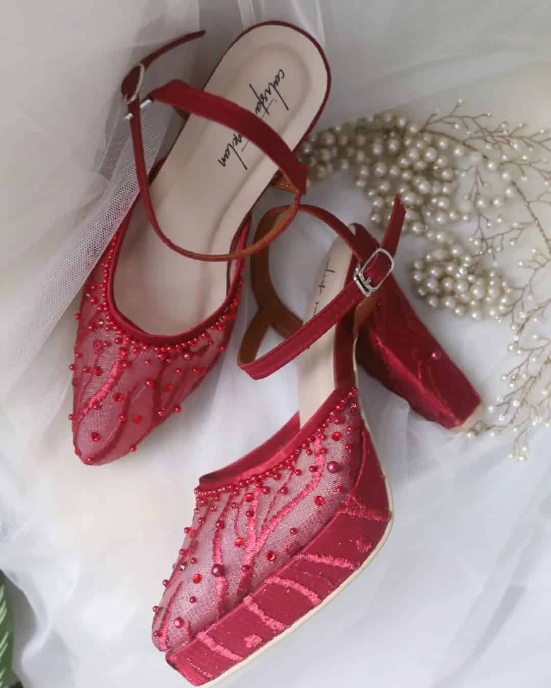 Lace Shoes In Red