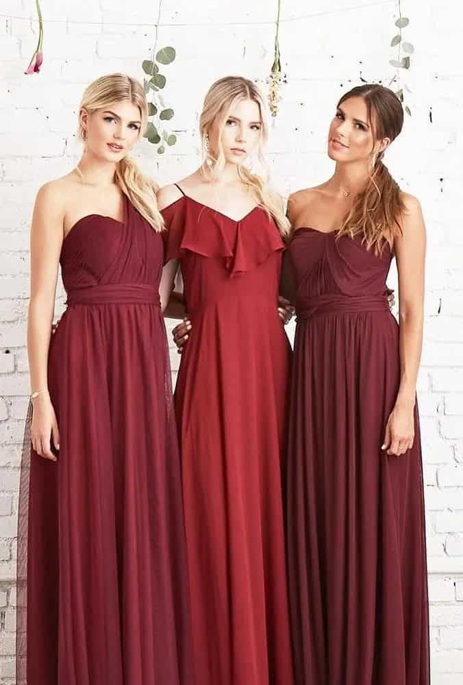 Burgundy Bridesmaids Dresses