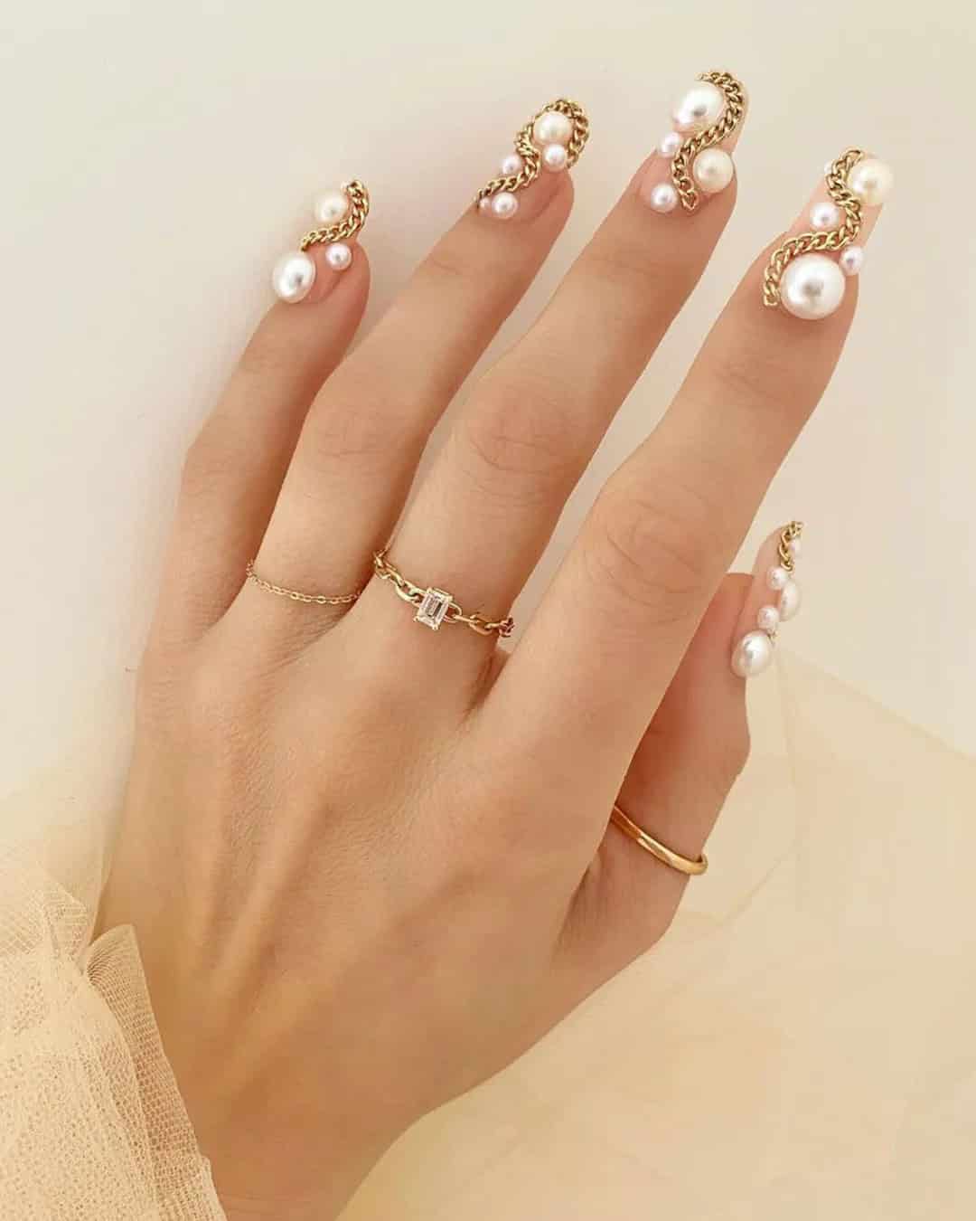 Nail Design With Pearls