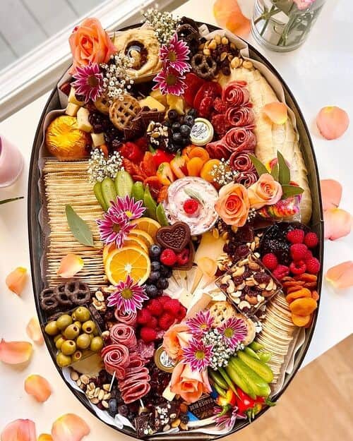 Garden-themed charcuterie board