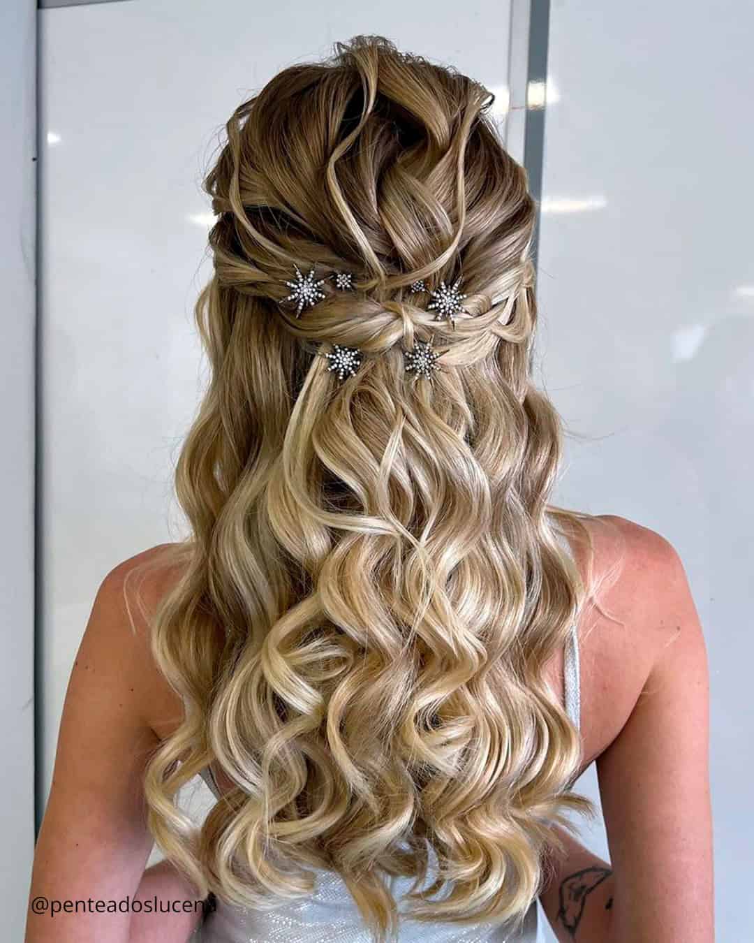 Curly Half Up Half Down Wedding Hairstyles