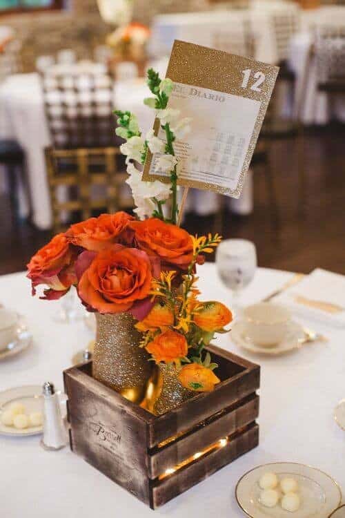 Orange and yellow rustic centerpieces