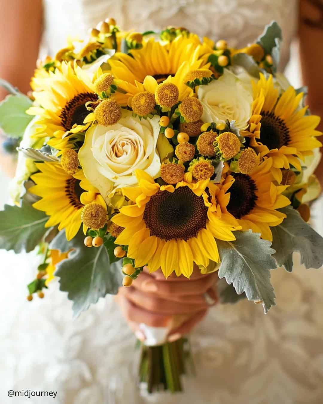 Fall Wedding Bouquets With Sunflowers