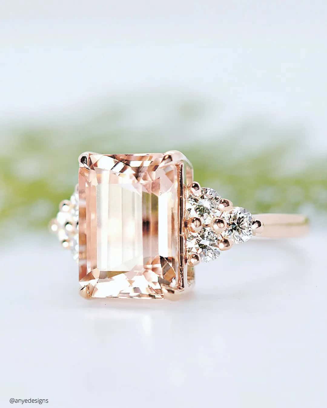 Emerald Cut Morganite Rings