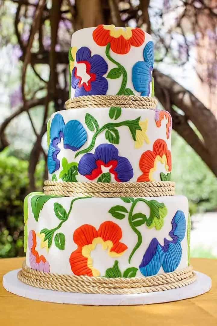 Traditional Hand-painted Mexican Wedding Cake Ideas