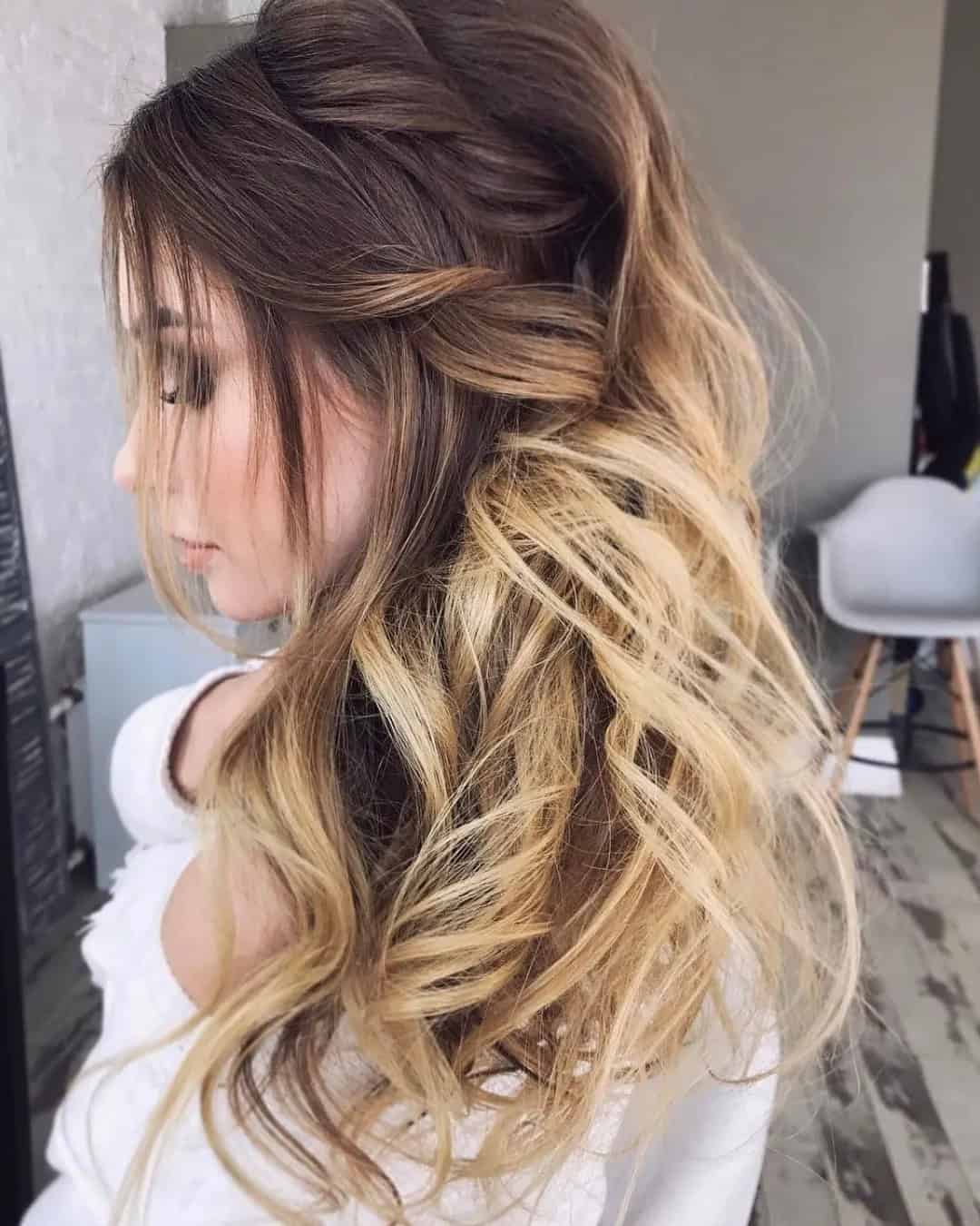 Half Up Half Down To The Side For A Wedding