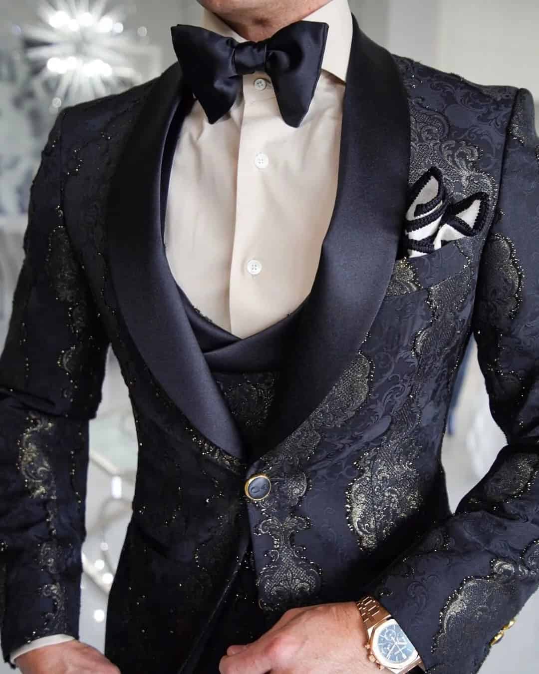 Black and Gold Wedding Guest Attire For Men