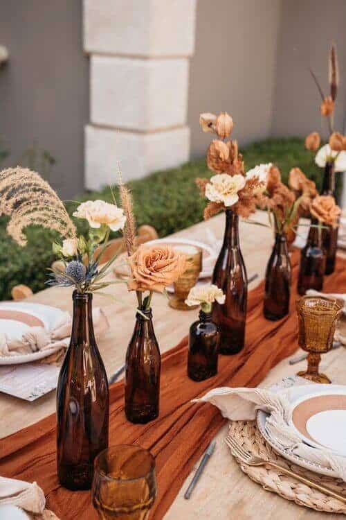 Vintage bottles and dried flowers