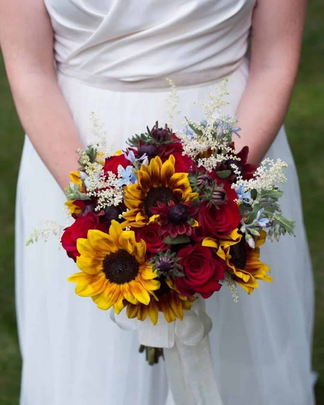 Sunflower Wedding Bouquets in Yellow & Red