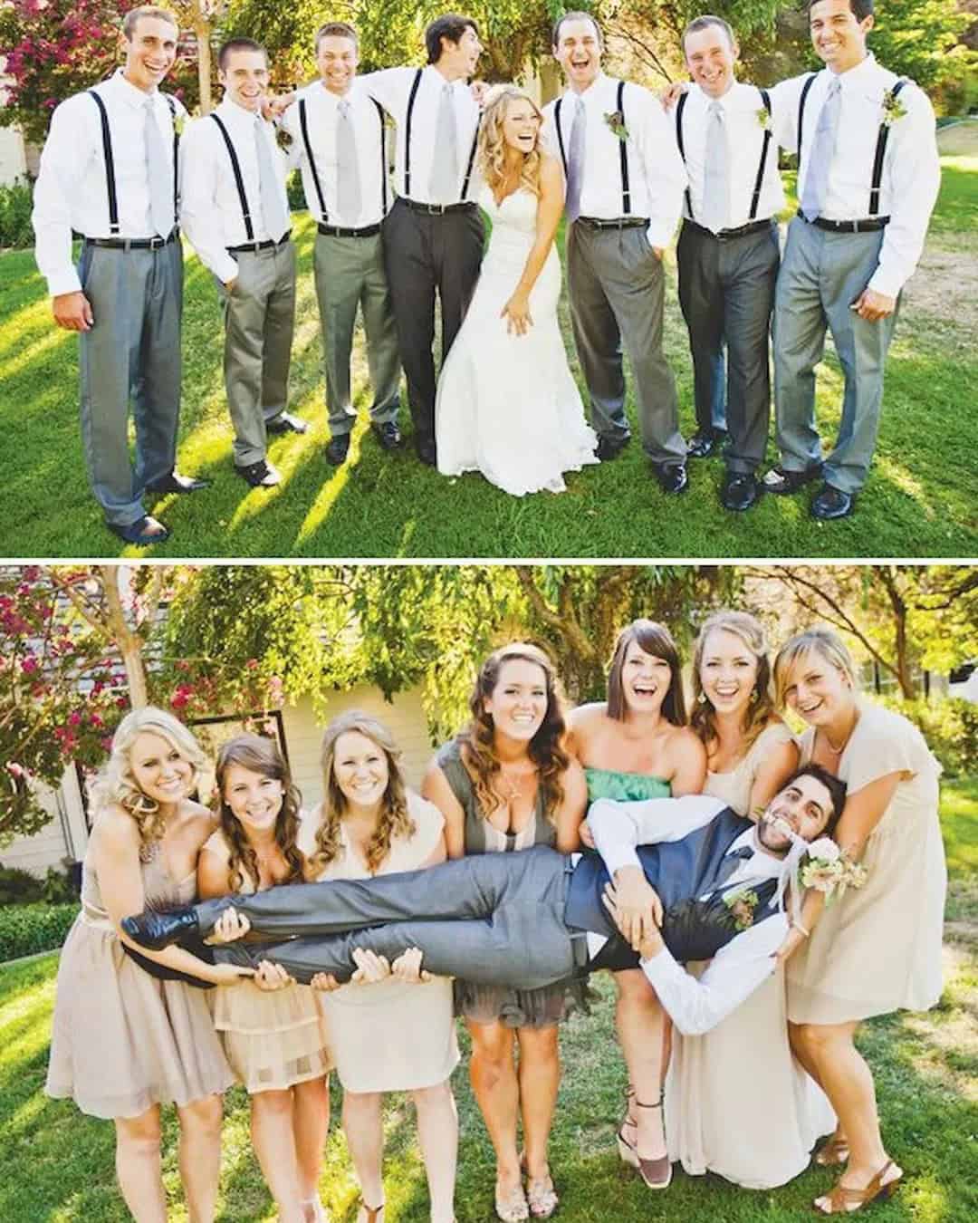 Group Shot Of Bride, Groom, Family And Wedding Party