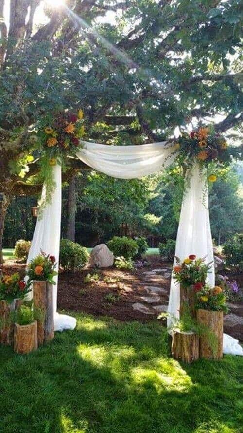 Hanging fabric arch