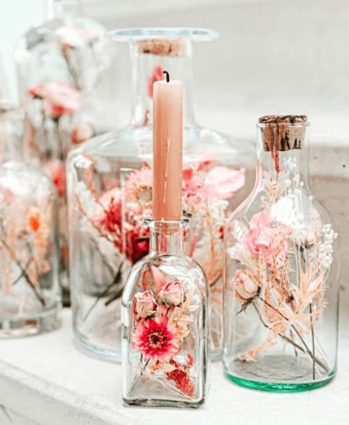 Dried flower jar candle holders