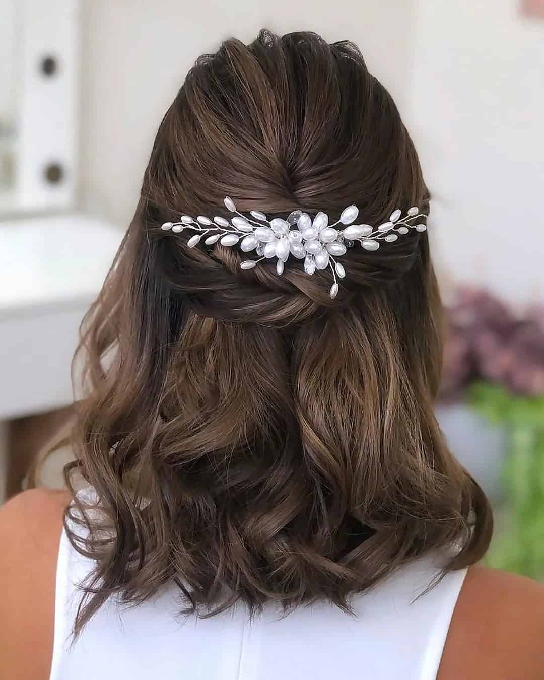 Half Up Half Down Wedding Hairstyles For Short Hair