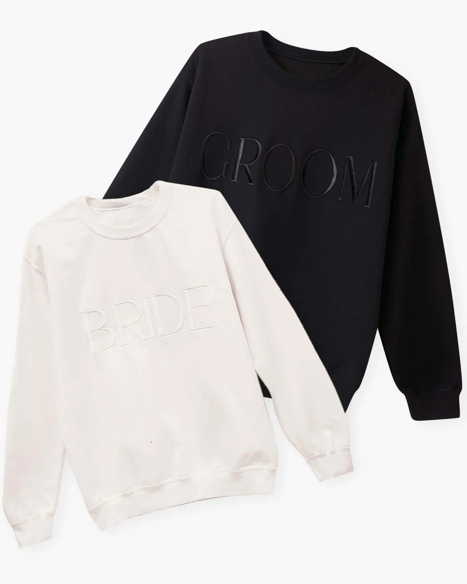 BRIDE and GROOM Embroidered Sweatshirt Set