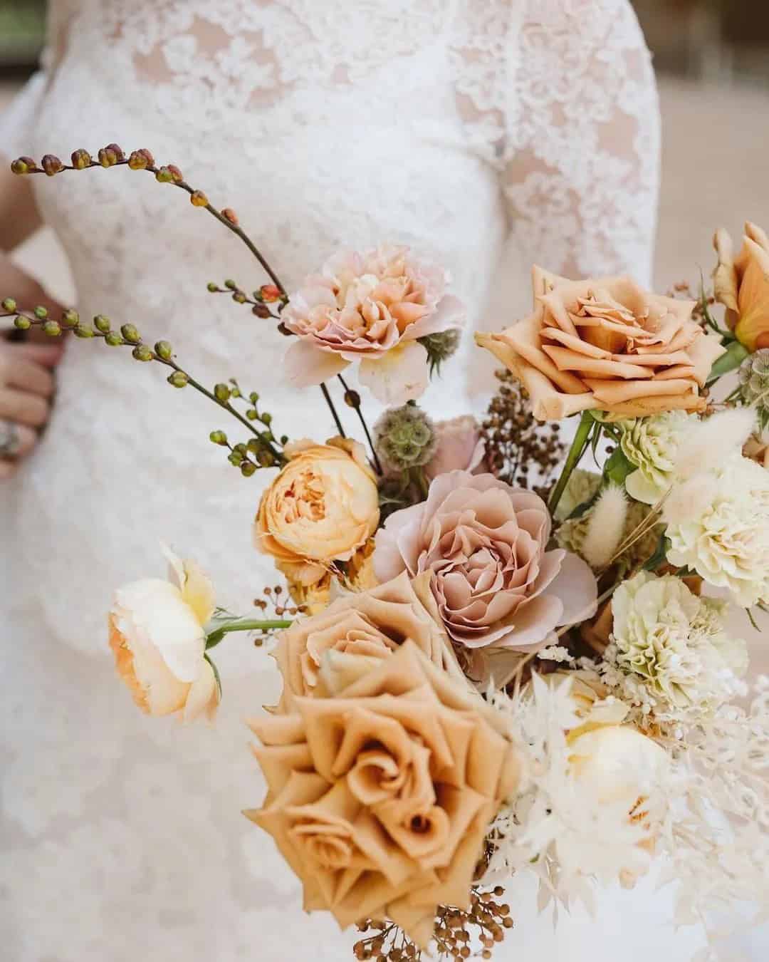 Rust Wedding Bouquets With Roses