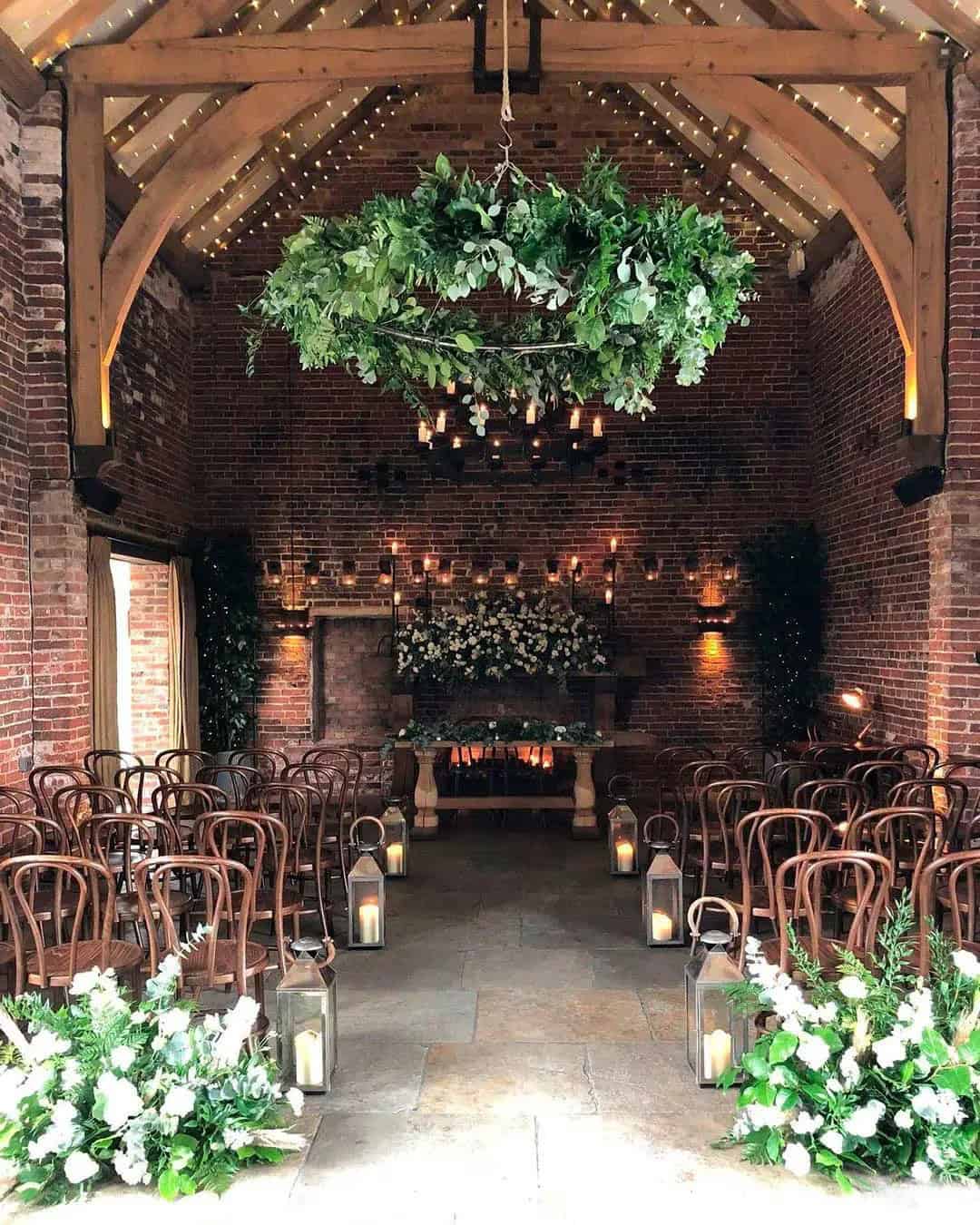 Rustic Chic Barn Decorations with Greenery