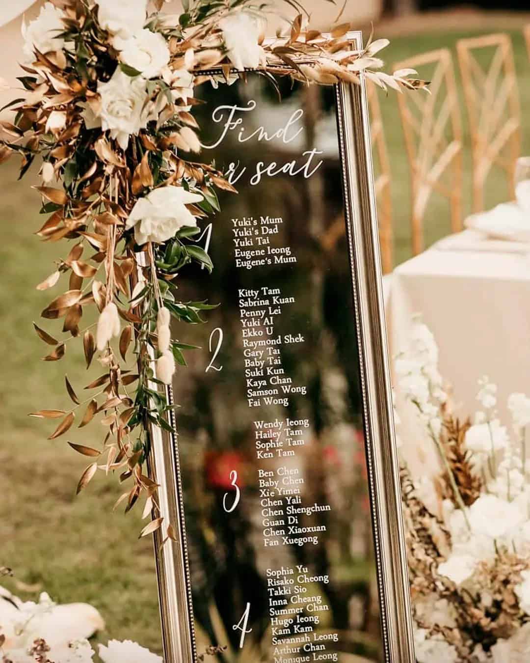 Seating Chart For Stylish Chic Wedding