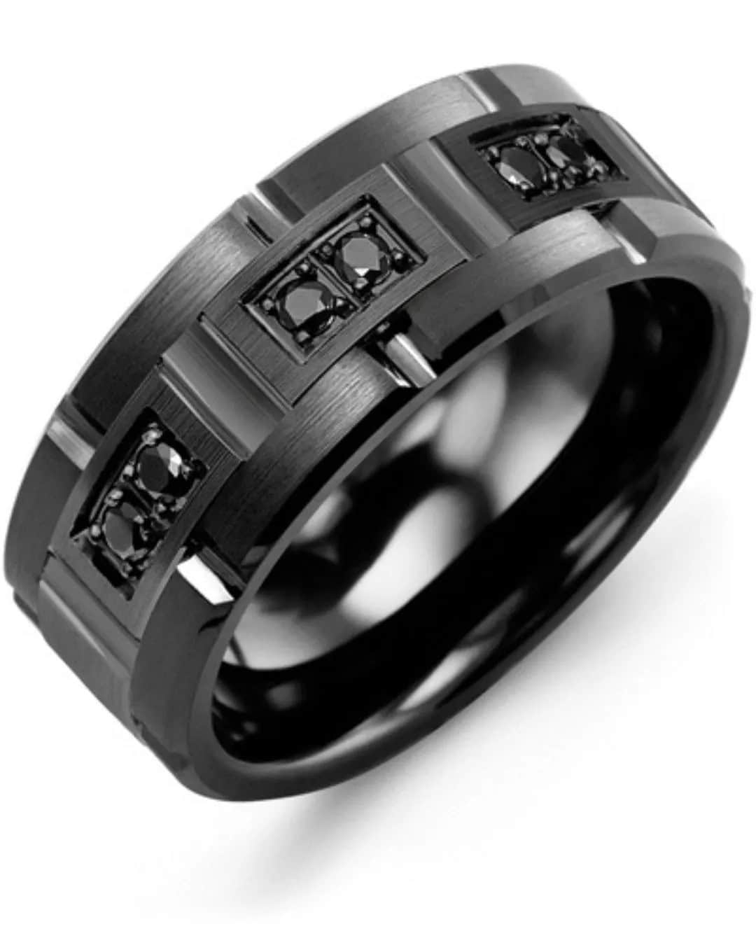 Unique Men’s Black Tungsten Wedding Band