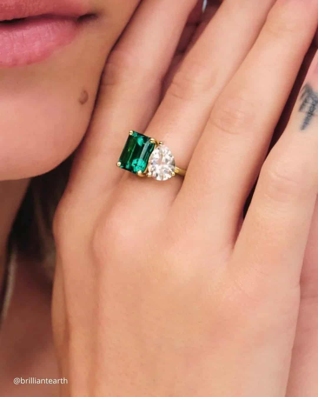 Toi et Moi Emerald Ring