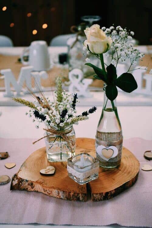 Wildflowers and roses centerpieces