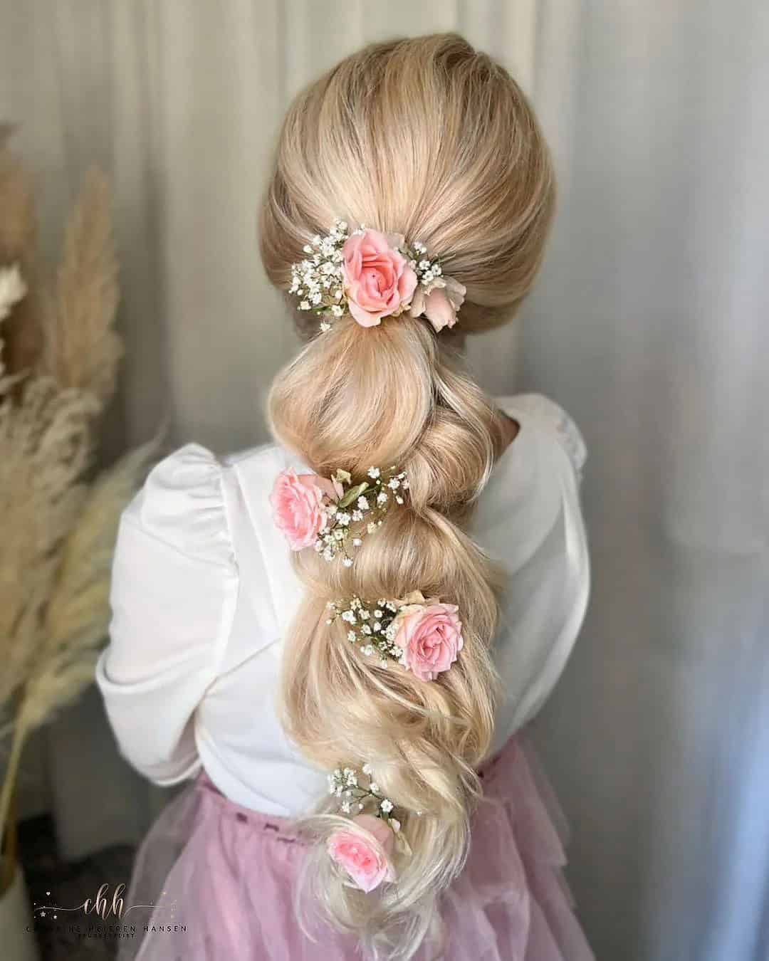 Up Hairstyles Wedding With Pink Flowers