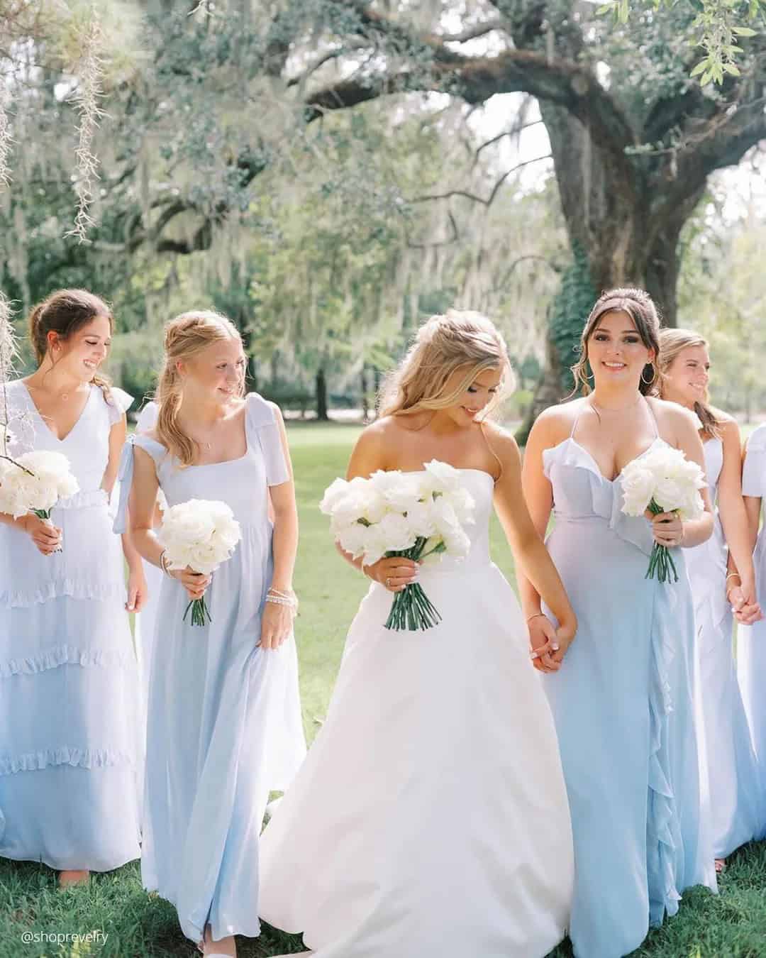 Pale Blue Bridesmaid Gowns