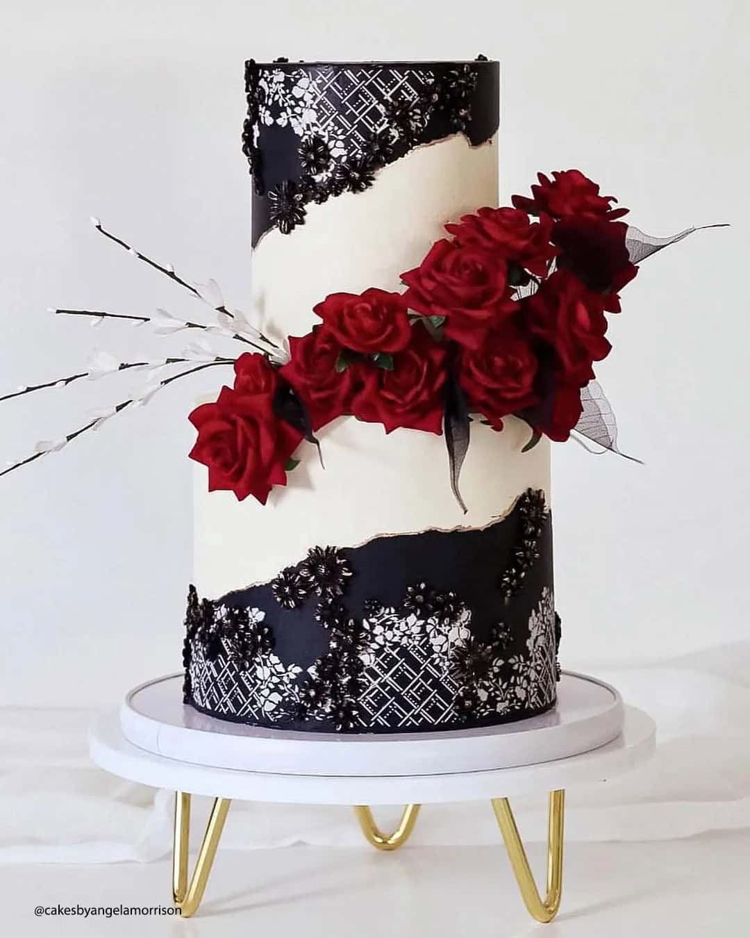 Black, Red, and White Wedding Cakes