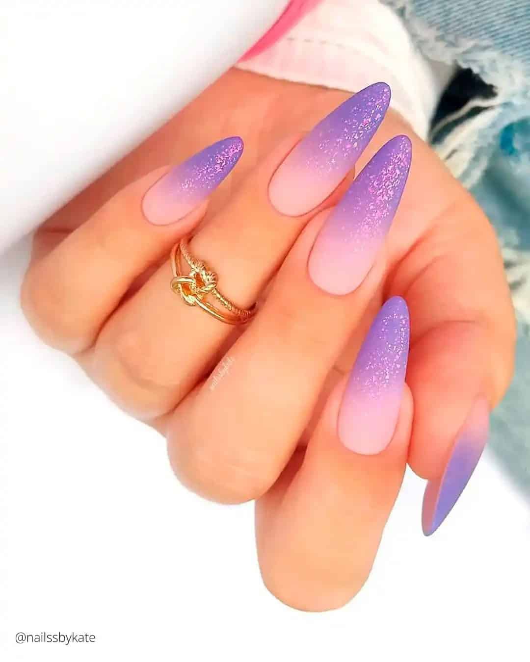 Purple Ombre Wedding Nails