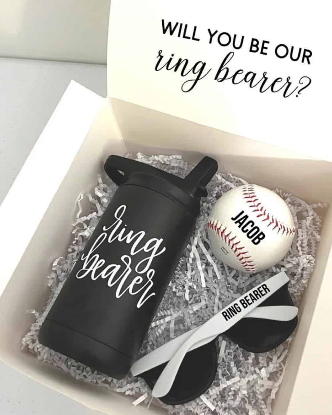 Box With Water Bottle, Sunglasses And Baseball Ball