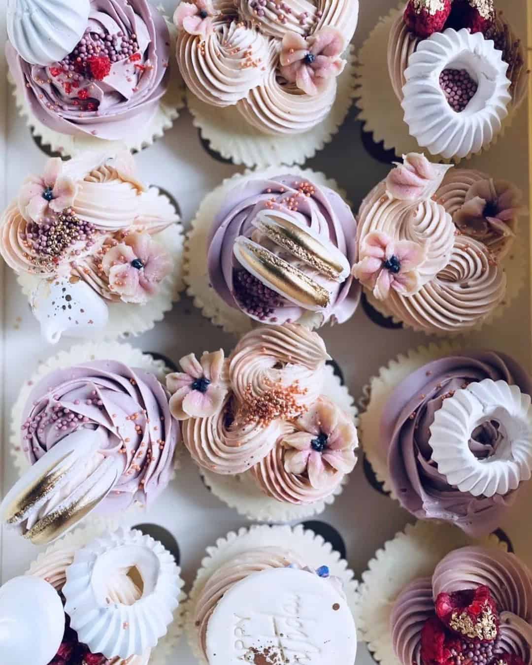 Chocolate Wedding Cupcakes With Pastel Flowers