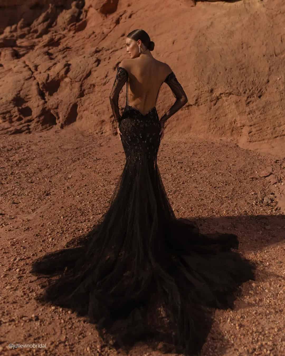 Gothic Mermaid Black Wedding Dresses